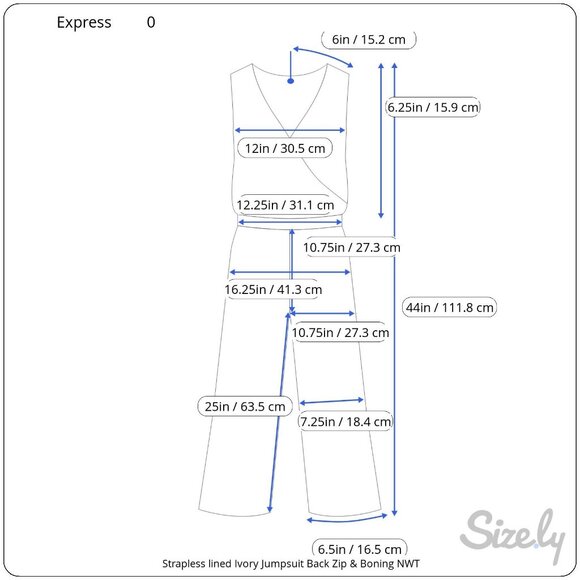 Express Strapless Lined Ivory Jumpsuit Exposed Back Zip Pockets Boning Sz O NWT - Picture 9 of 9